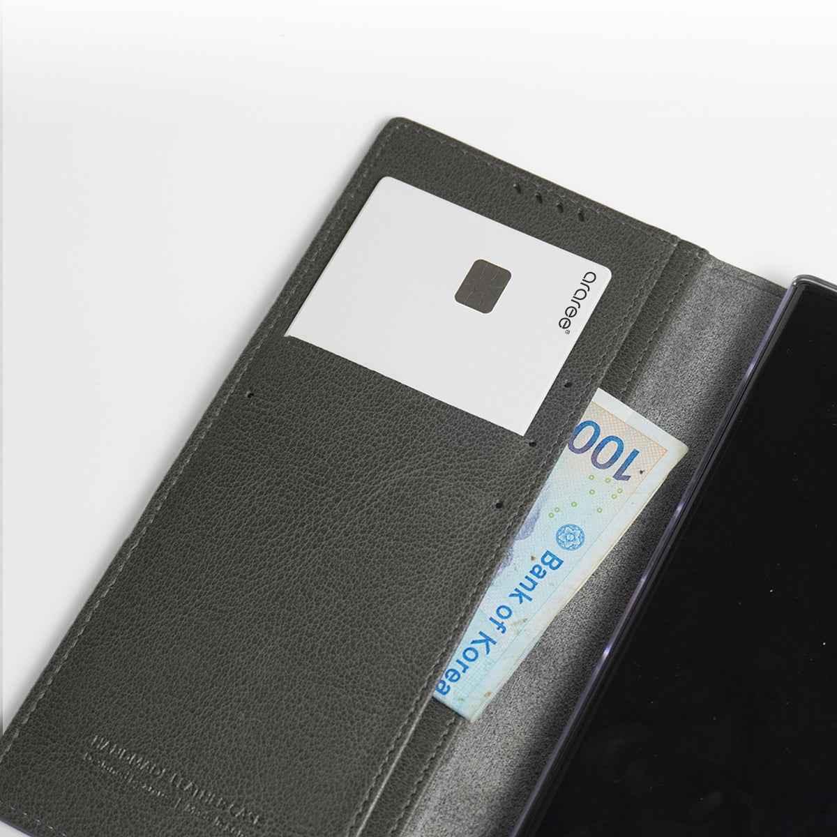 Galaxy S24 Ultra Araree Mustang Diary Wallet Case - Black