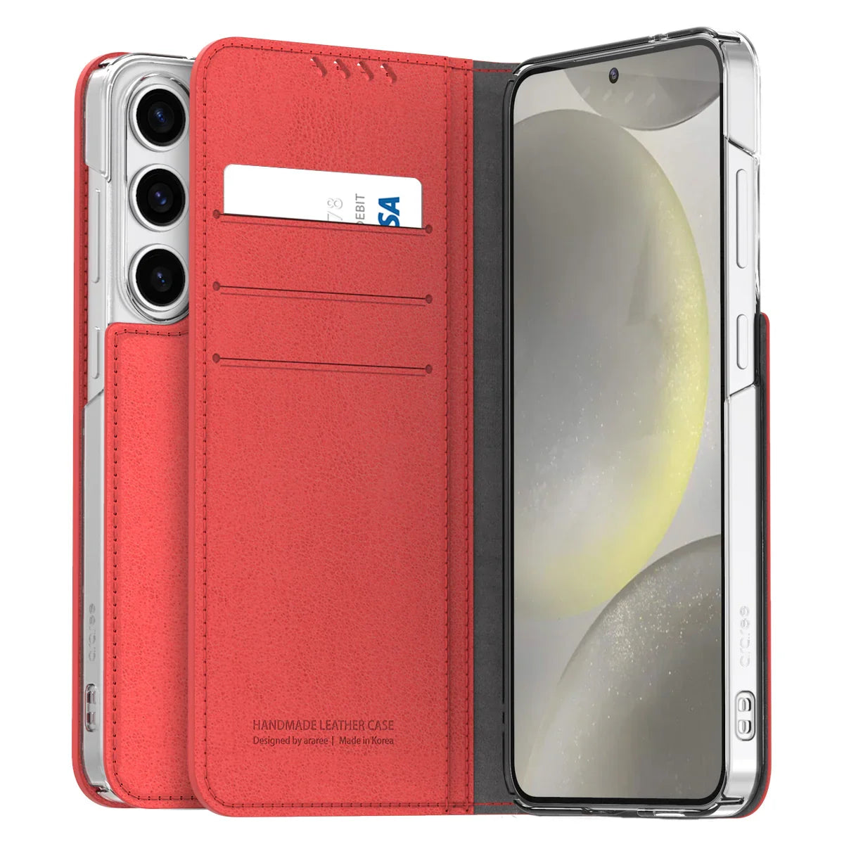 Galaxy S24 Ultra Araree Mustang Diary Wallet Case - Tangerine Red