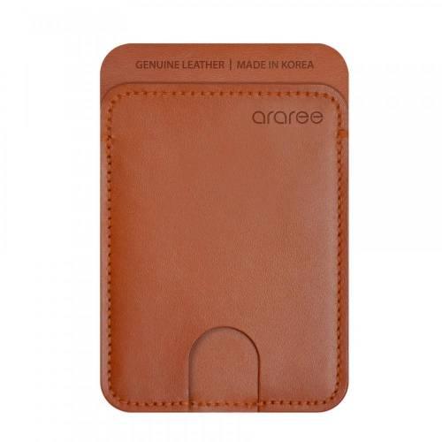 Araree Stick Pocket Genuine Leather Universal Card Holder - Brown