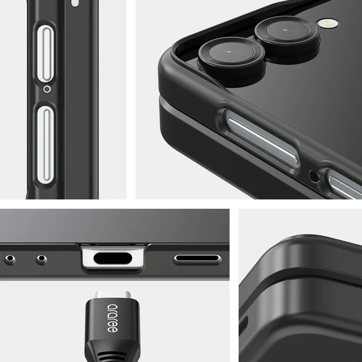 Samsung Z Flip7 Araree Aero Flex Ring Case - Black