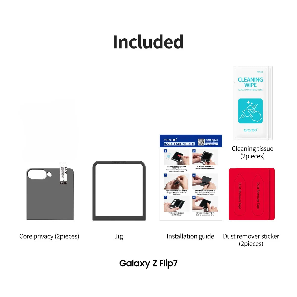 Samsung Z Flip7 Araree Core Front Screen Glass - Privacy