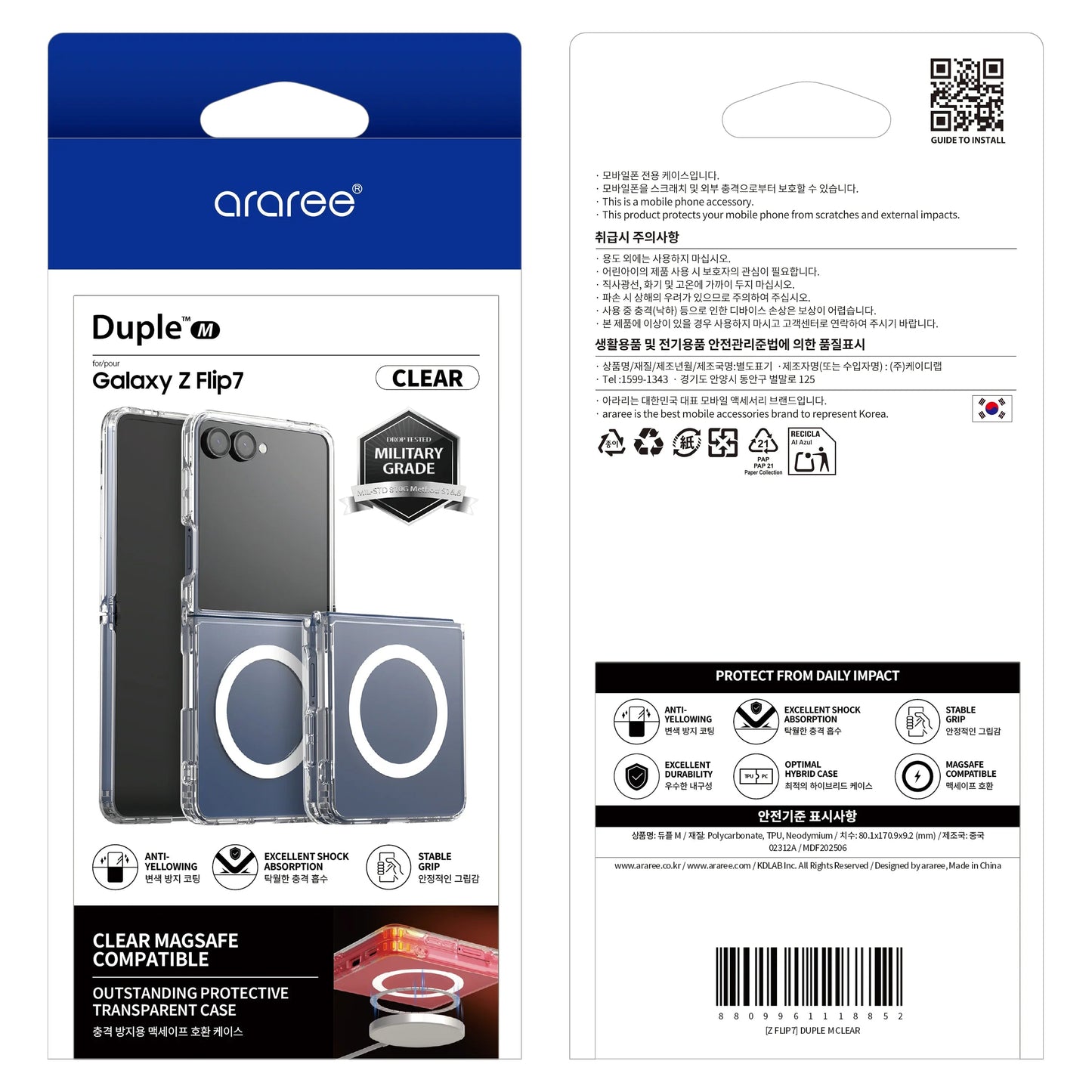 Samsung Z Flip7 Araree Duple Magsafe Case - Clear