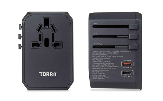 TorriiBolt 45W USB-PD & QC 3.0 Universal Travel Adapter III Black