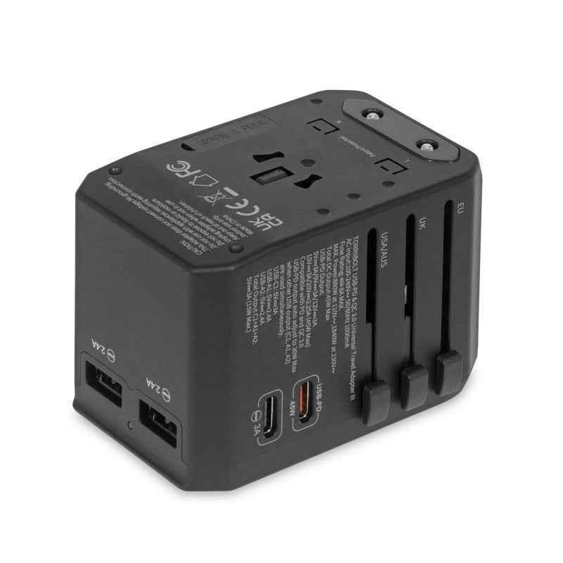 TorriiBolt 45W USB-PD & QC 3.0 Universal Travel Adapter III Black