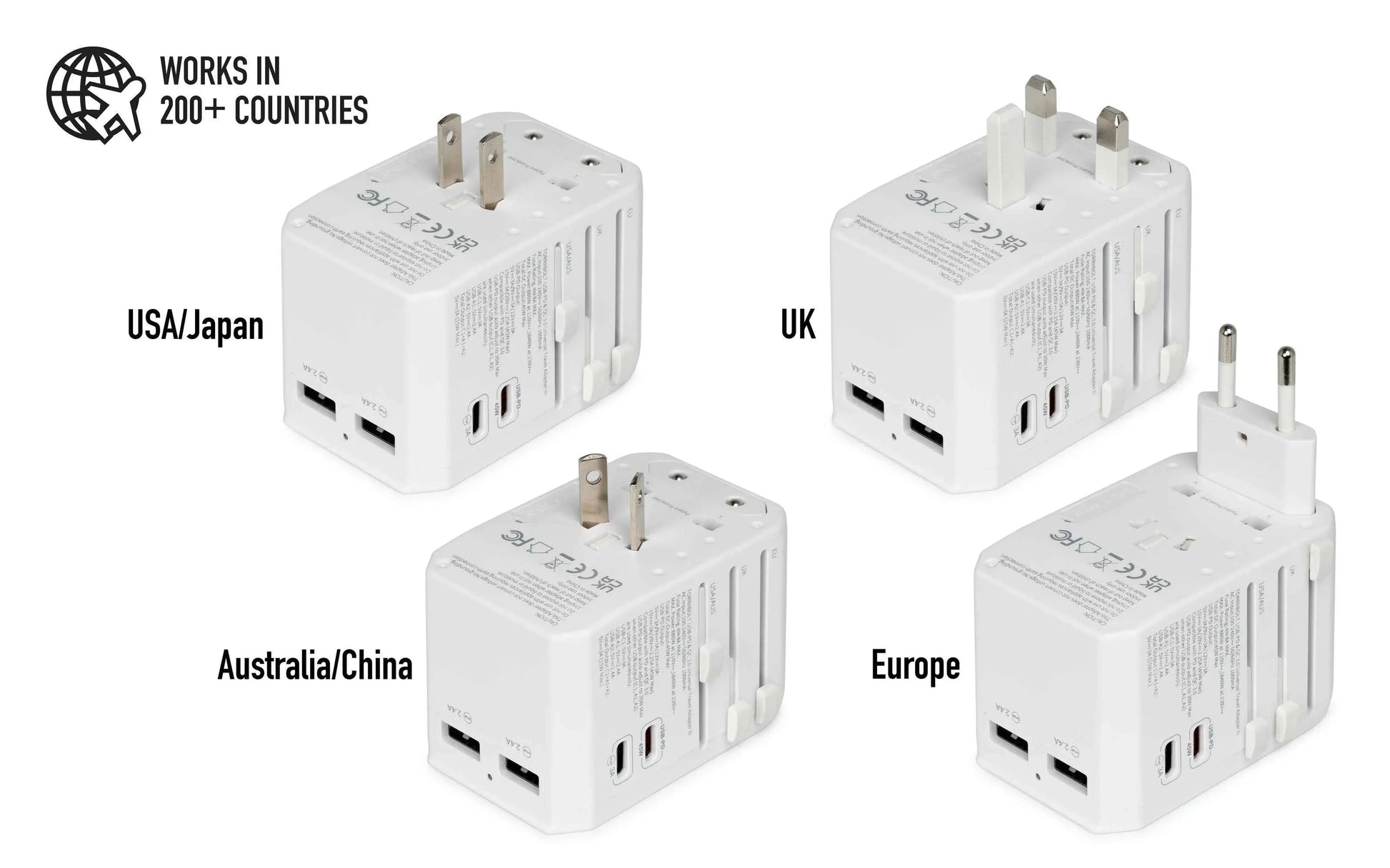 TorriiBolt 45W USB-PD & QC 3.0 Universal Travel Adapter III White