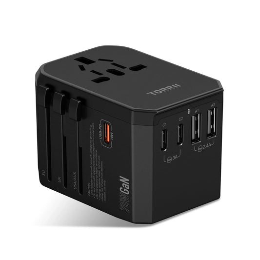 Torrii Bolt 70W GaN Universal Travel Adapter IV - Black