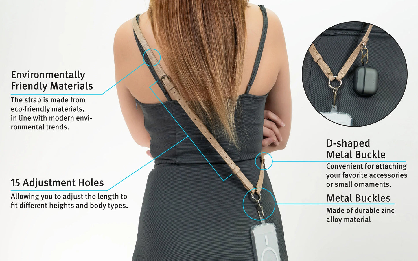 Torrii Knotty Leather Crossbody Strap - Black