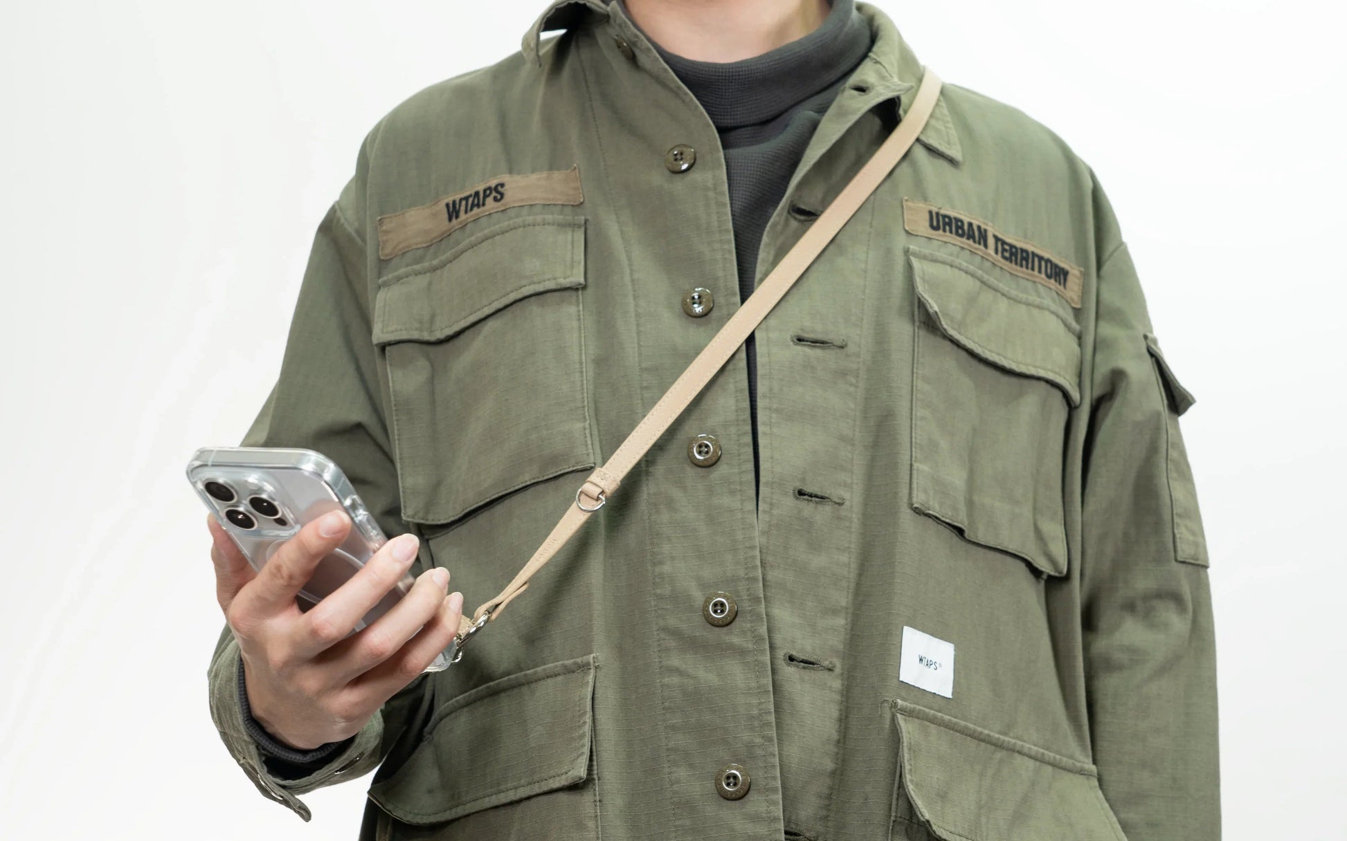 Torrii Knotty Leather Crossbody Strap - Khaki