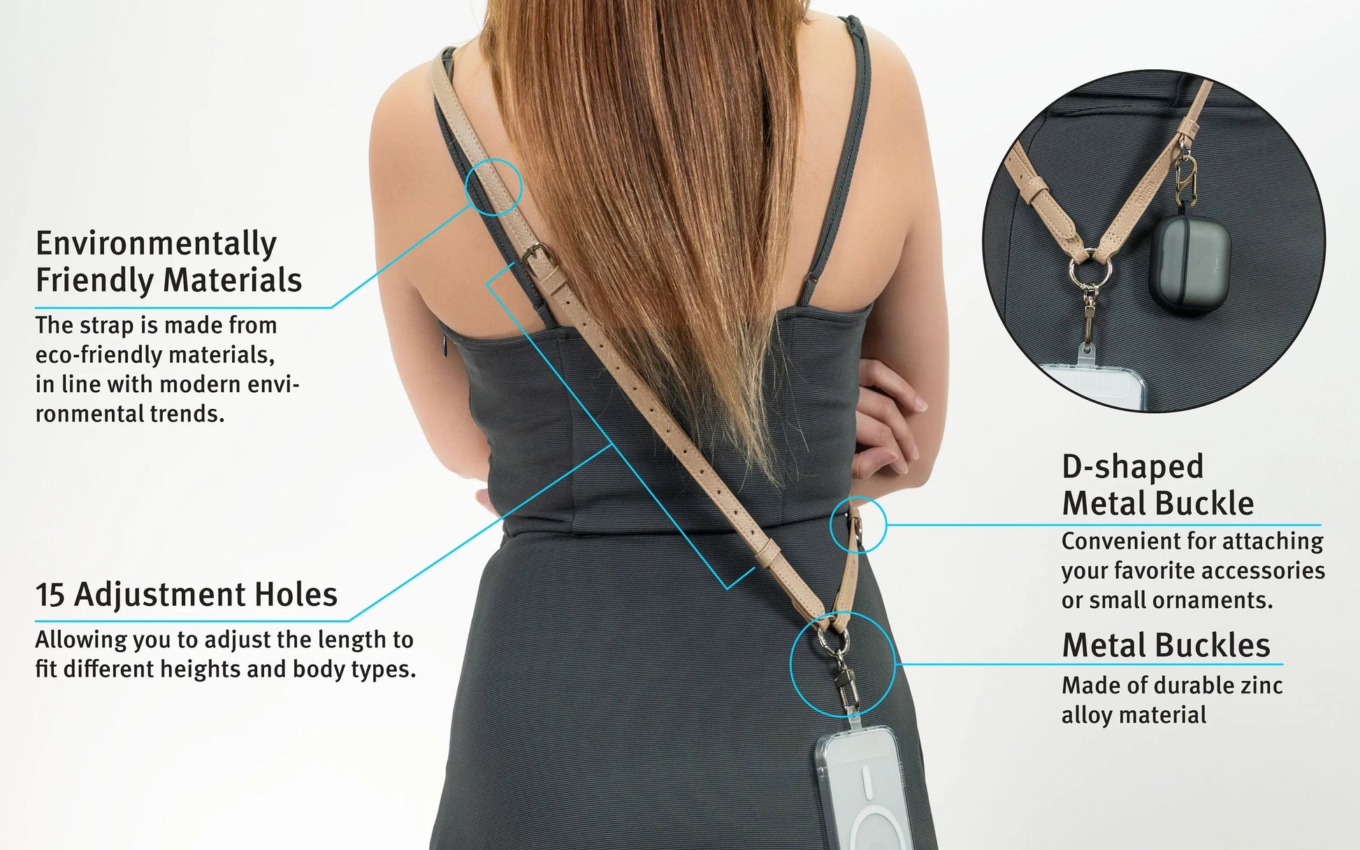 Torrii Knotty Leather Crossbody Strap - Khaki