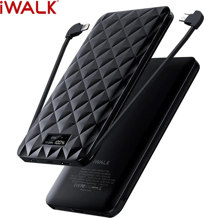 iWalk Trio 2 10000mAh With In-Built Cables - Black
