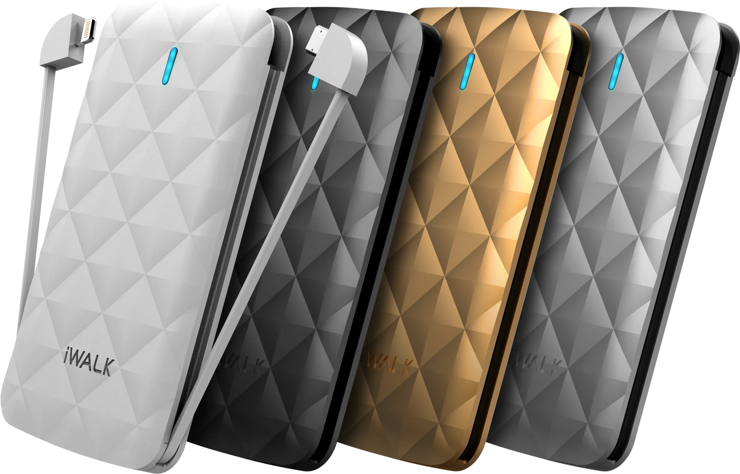 iWalk Duo 3000mAh Ultra Slim Battery Pack Built In Lightning & Micro Usb Cable - Gold