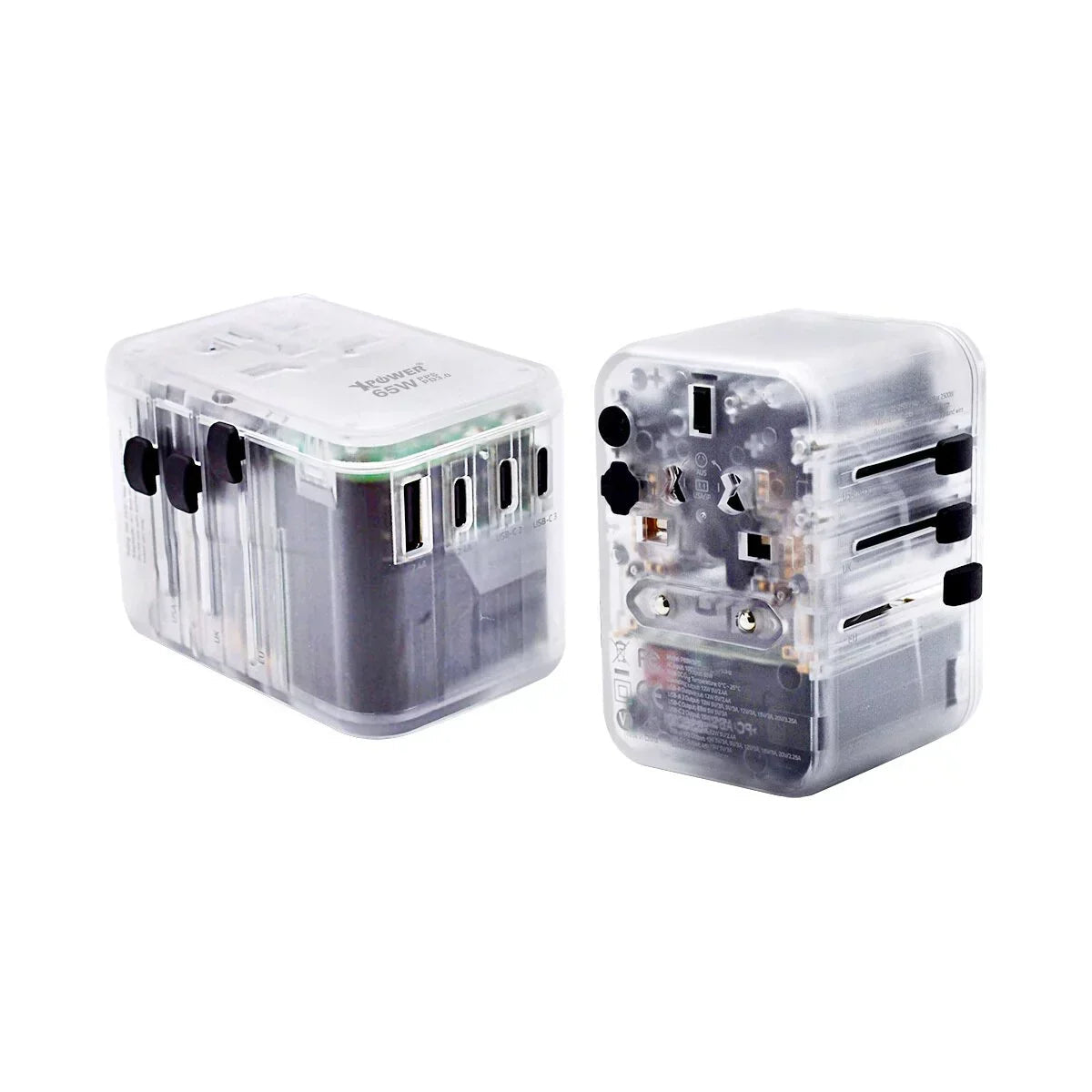 XPower TA65C 65W 5 Ports Gan PD Travel Adaptor - Transparent