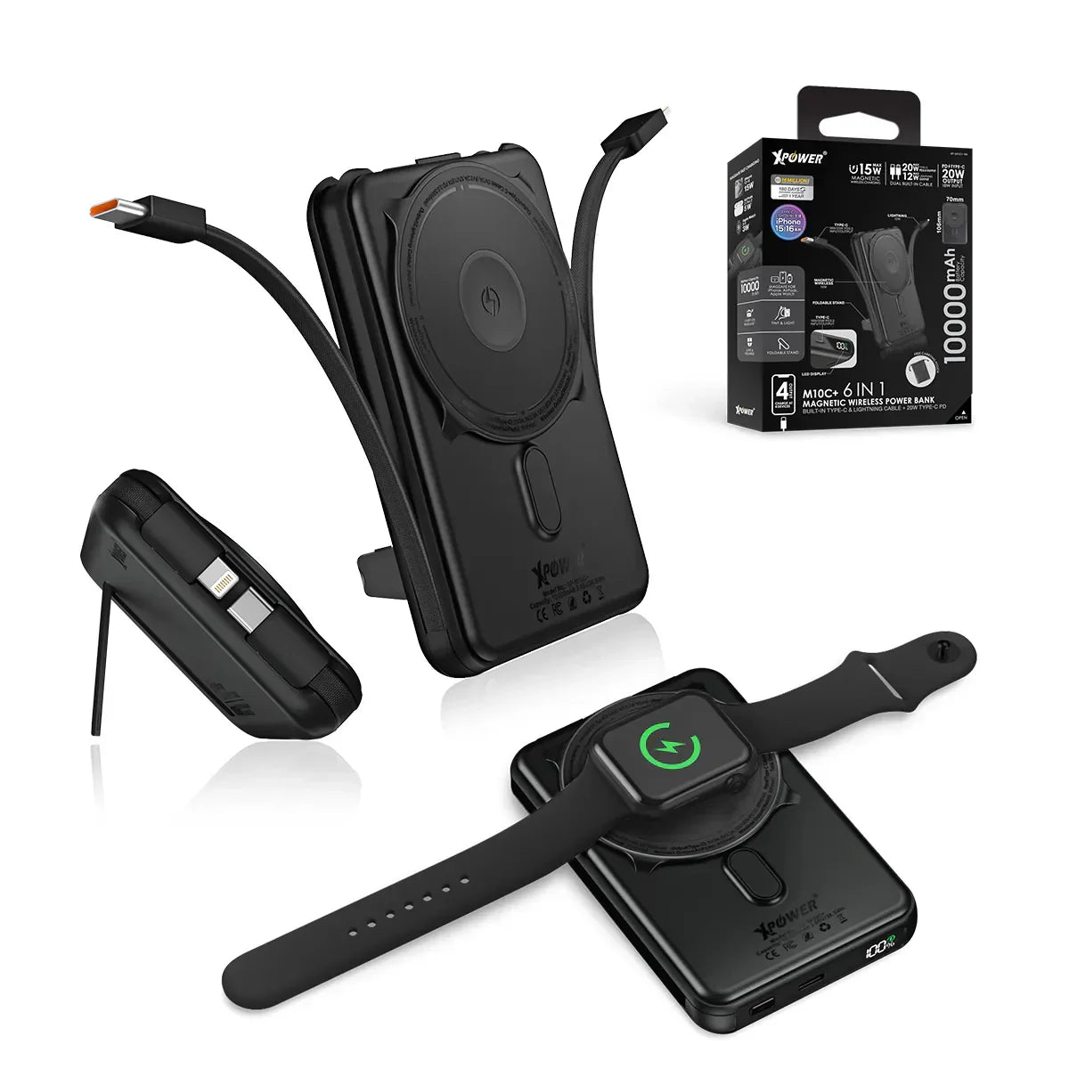 Xpower 10000mAh 20W Wireless Power Bank M10C - Black