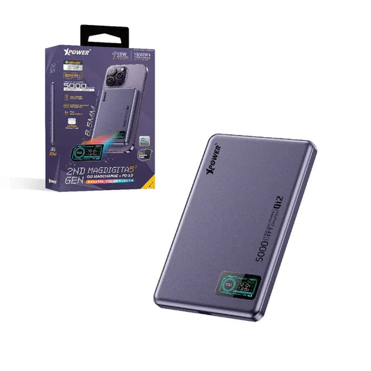 XPower 5000mAh Magsafe Power Bank with LED Display - Purple
