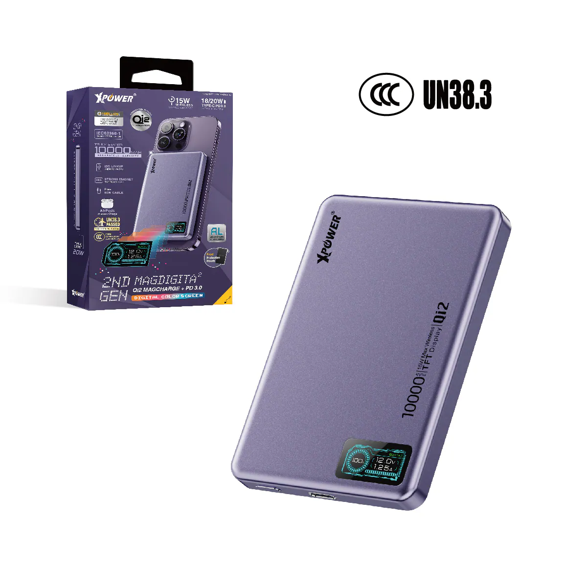 XPower 10000mAh MagDigita 2nd Gen Magsafe Power Bank, Purple