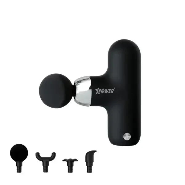 XPower MG13 Mini Massage Gun With 4 Massage Head- Black