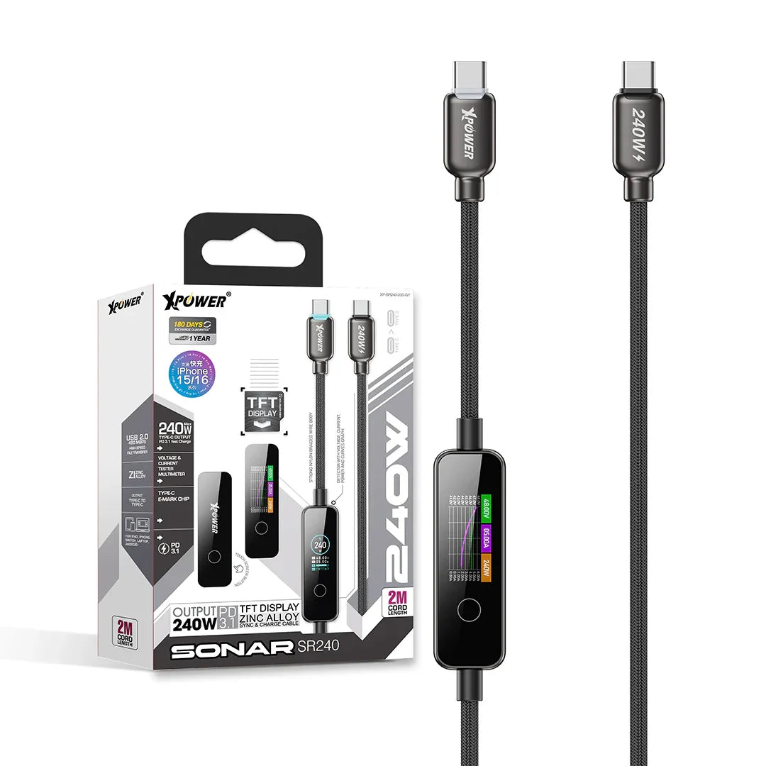 XPower 240W Type-C to Type-C 2M Display Cable SR240 - Grey