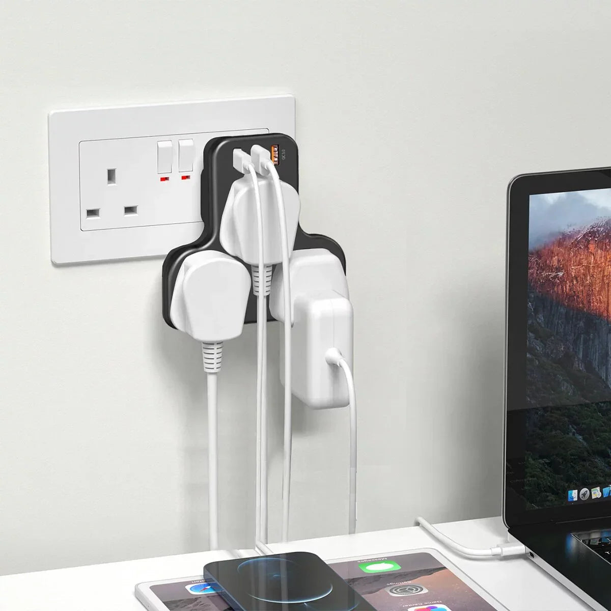 XPower 20W 3 Outlet T-Shaped Extension Socket - Black