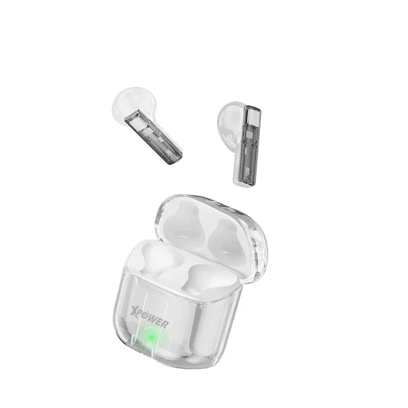 Xpower True Wireless Bluetooth 5.3 Earbuds - Transparent White