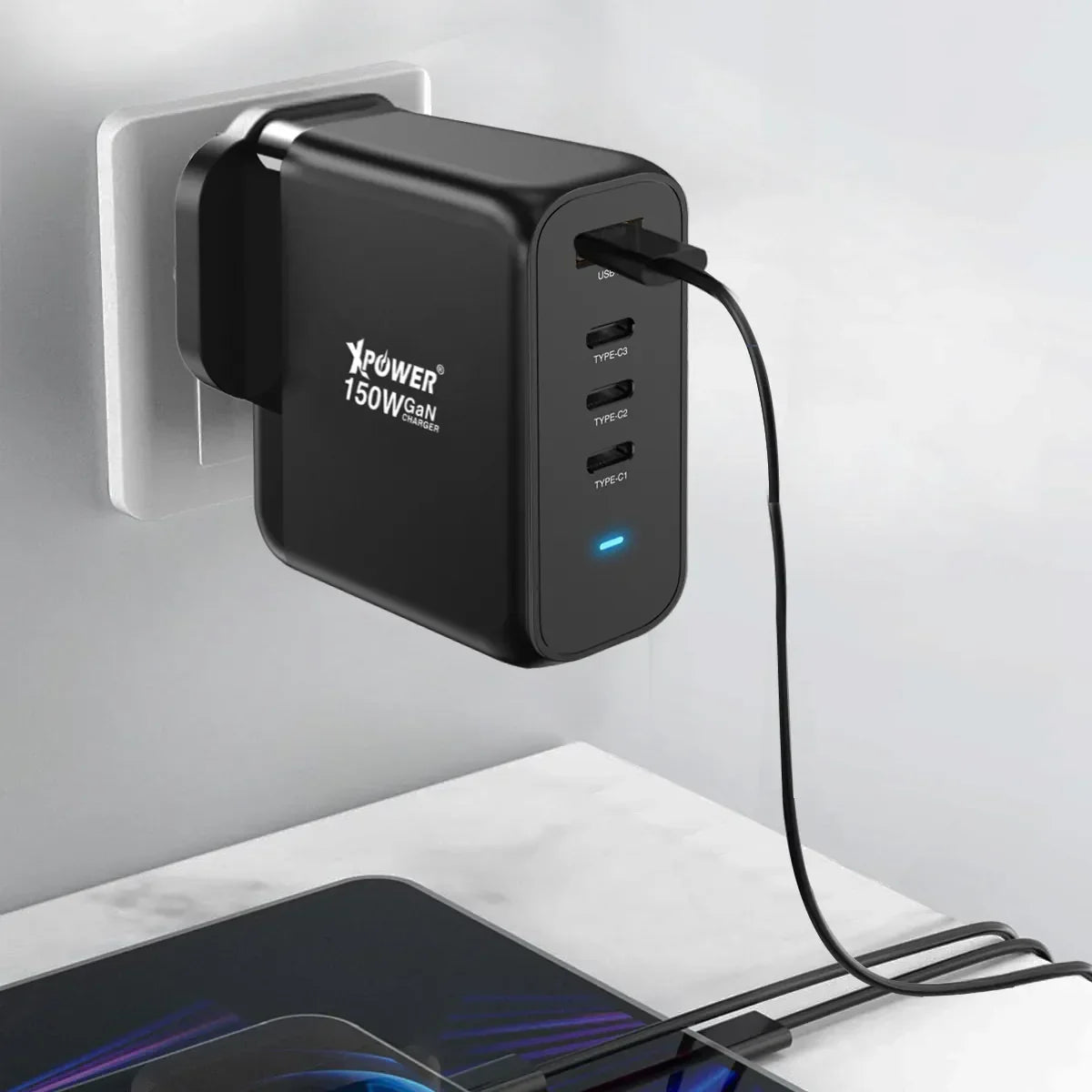 XPower 150W 4 Output GaN Wall Charger - Black
