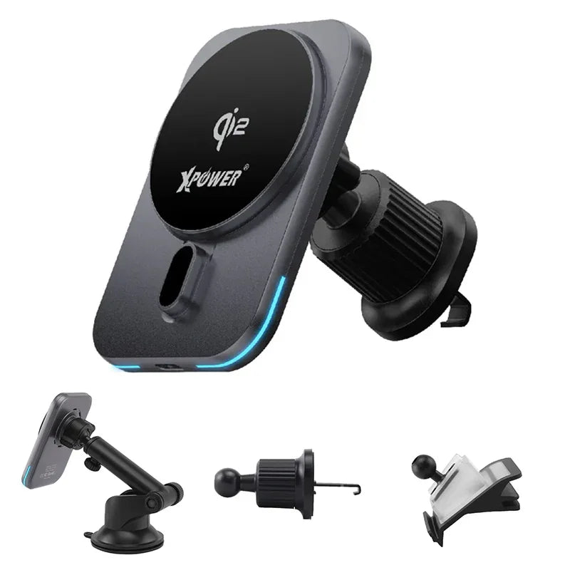 XPower 15W 3in1 Wireless Charging Car Mount Holder - Grey