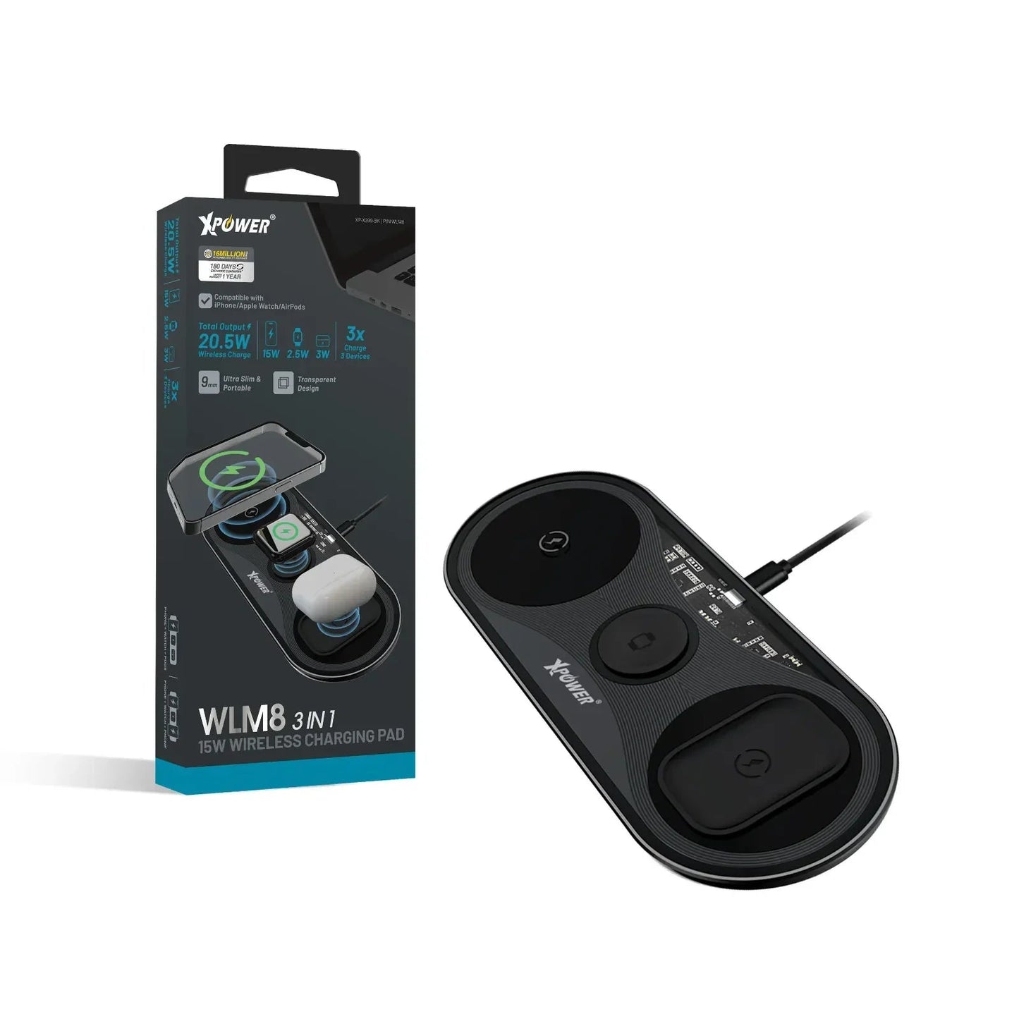 XPower 15W Wireless Charging Pad - Black