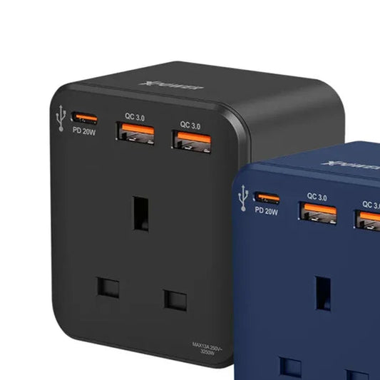 XPower 20W 3-Outlet Cube Extension Socket - Black