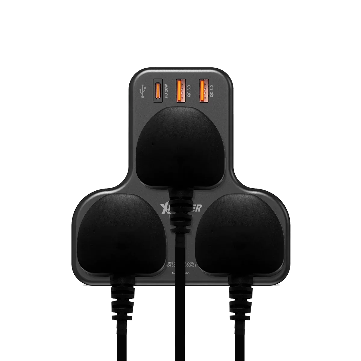 XPower 20W 3 Outlet T-Shaped Extension Socket - Black