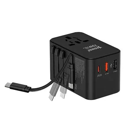 XPower 70W GaN Travel Adaptor Built-in Cable - Black