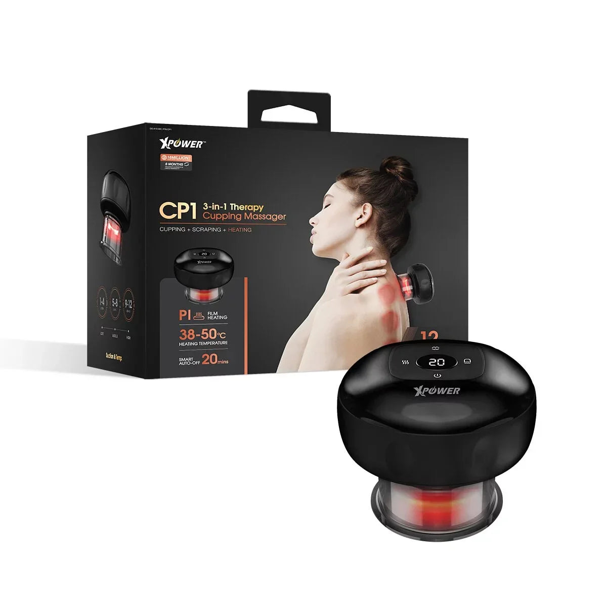 XPower CP1 3 In1 Therapy Cupping Massager - Black