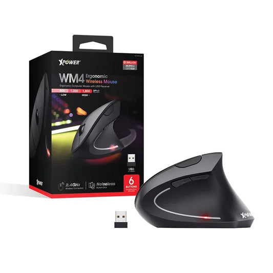 XPower Ergonomic Wireless Vertical Mouse - Black