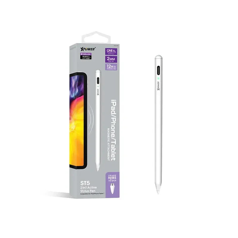 XPower ST5 2 In 1 Active Stylus Pencil For Ipad/ Phone & Tablet - White