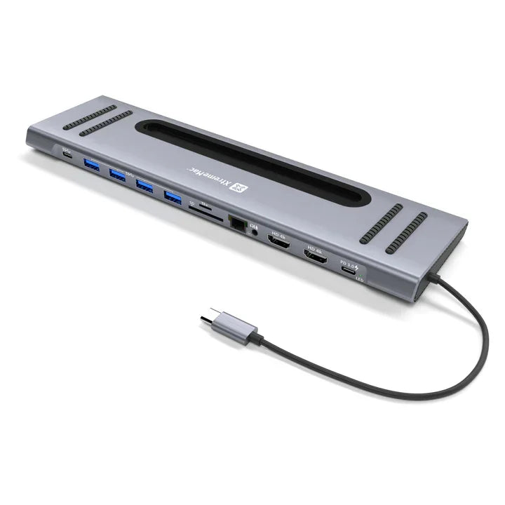 XtremeMac Type-C 12 In 1 Docking Hub Station - Silver
