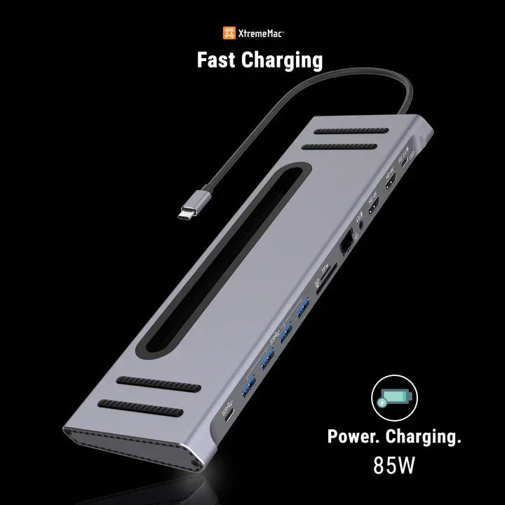 XtremeMac Type-C 12 In 1 Docking Hub Station - Silver