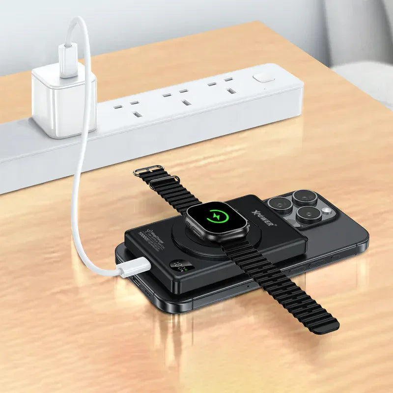 Xpower 10000mah 20w 6in1 Wireless Ultra Thin Power Bank With Stand - Black