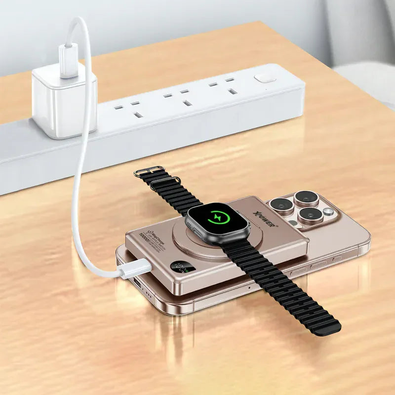 Xpower 10000mah 20w 6in1 Wireless Ultra Thin Power Bank With Stand - Desert Titanium