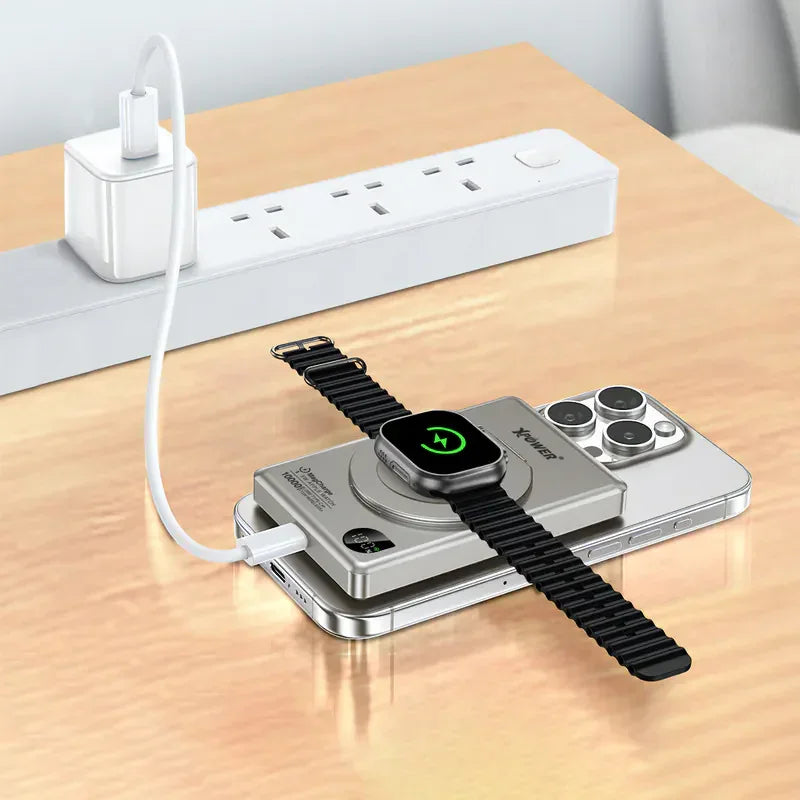 Xpower 10000mah 20w 6in1 Wireless Ultra Thin Power Bank With Stand - Titanium