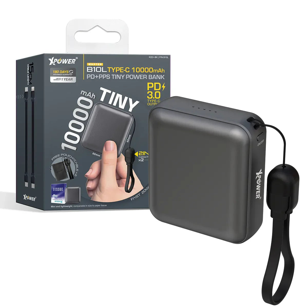 Xpower 10000mah 20w Tiny Power Bank - Black