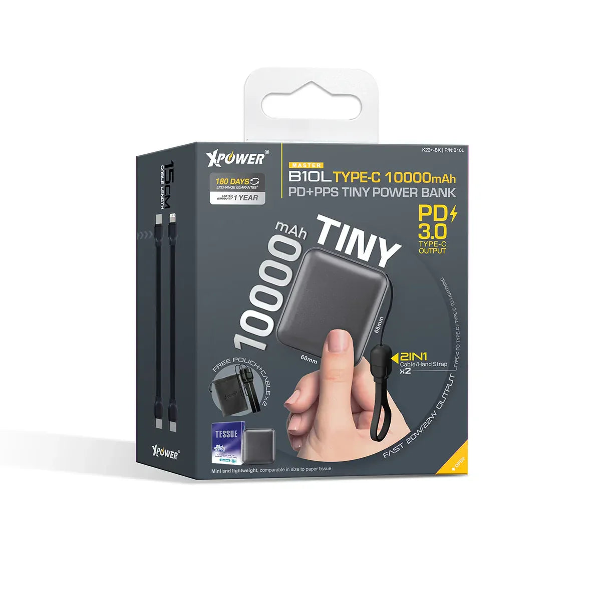 Xpower 10000mah 20w Tiny Power Bank - Black