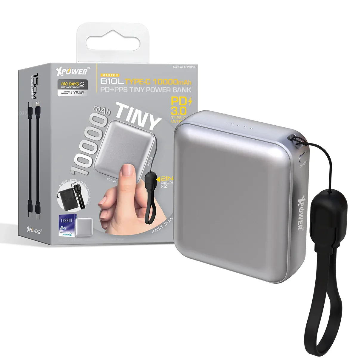 Xpower 10000mah 20w Tiny Power Bank - Grey