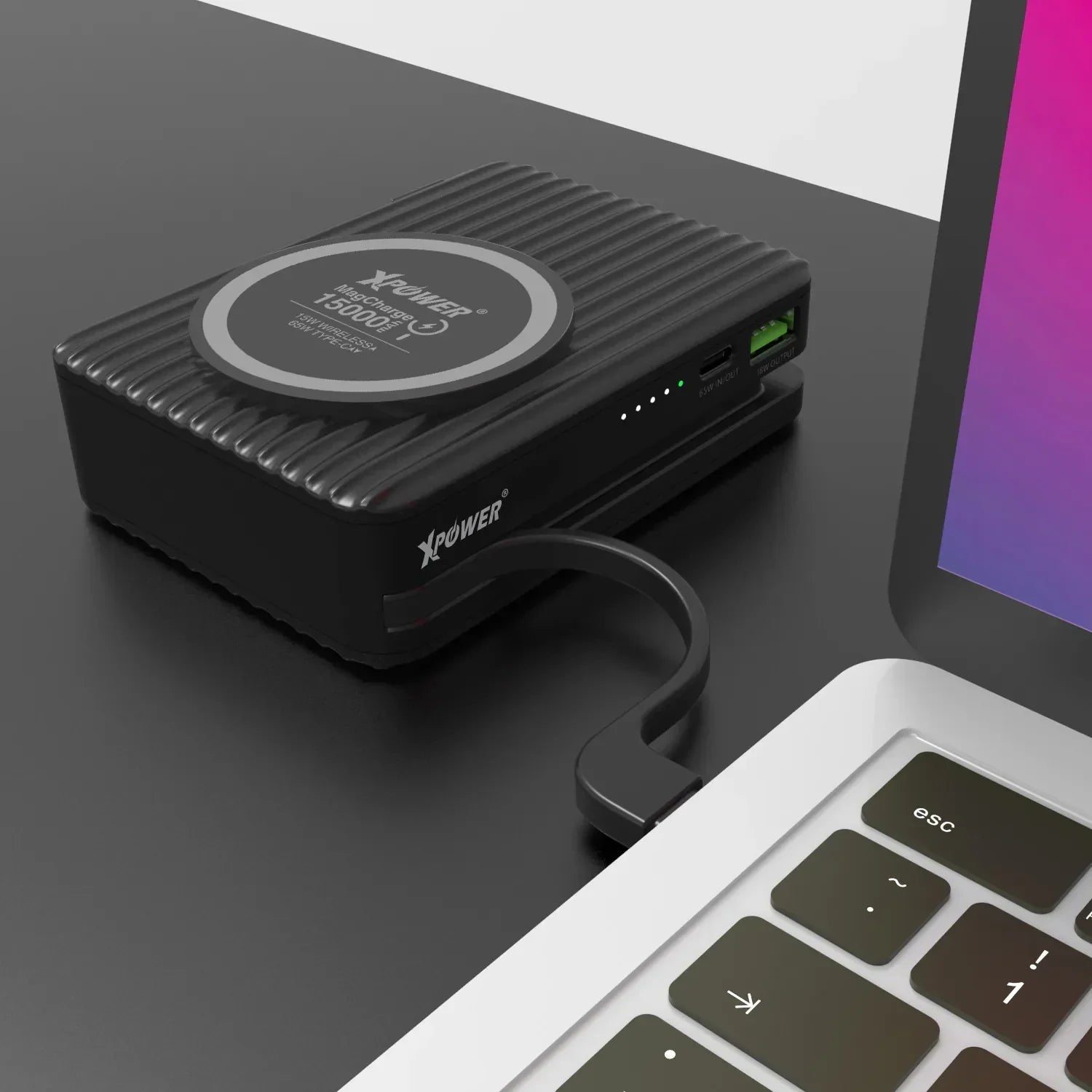 Xpower 15000mah 65w 3in1 Wireless Power Bank And Charger - Black