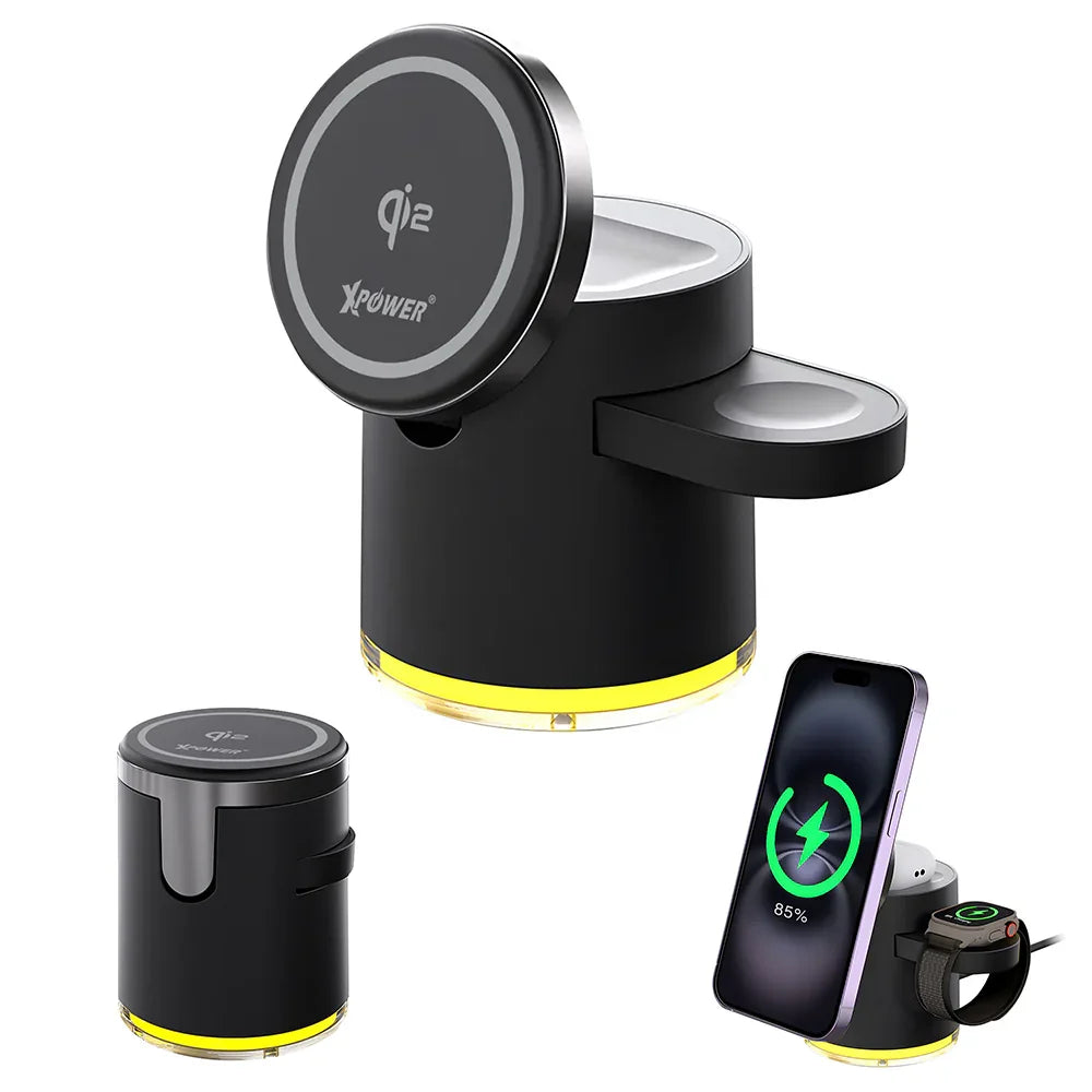 Xpower 15W 5in1 Foldable Magsafe Wireless Charging Stand - Black