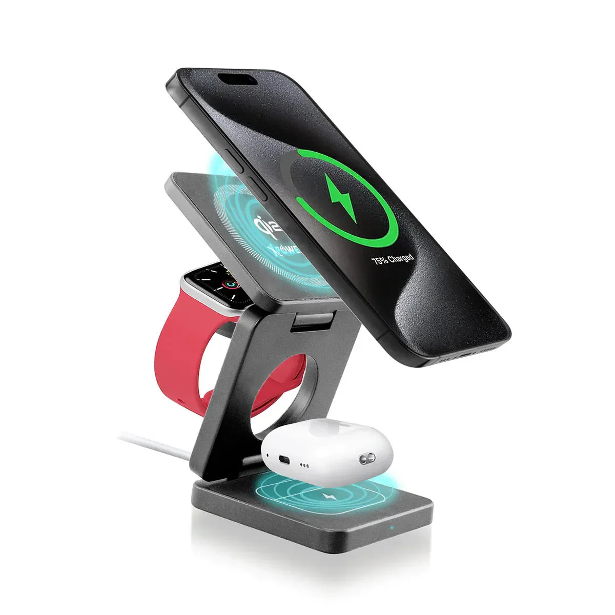 Xpower 23W 3in1 Foldable Magsafe Wireless Charging Stand - Grey