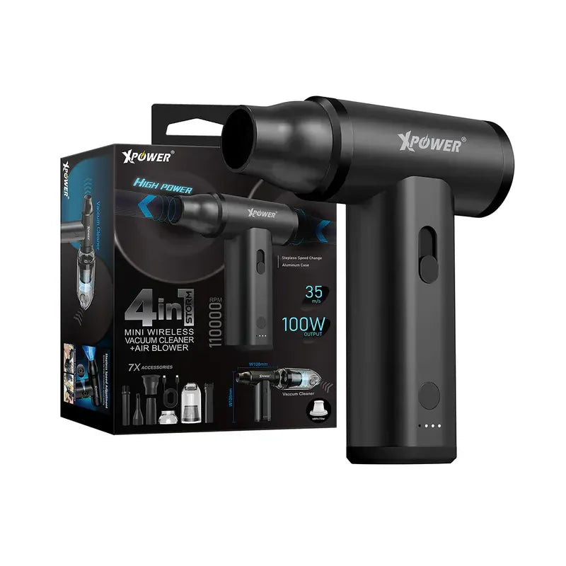 Xpower Mini Wireless Vacuum Cleaner + Air Blower Storm 4 In 1 - Black