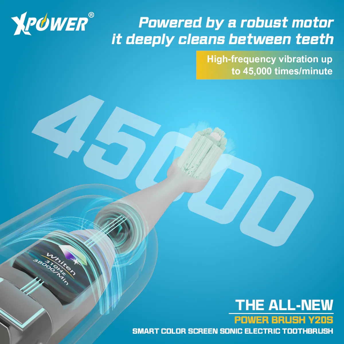 Xpower Sonic Electric Toothbrush, Y20S Black