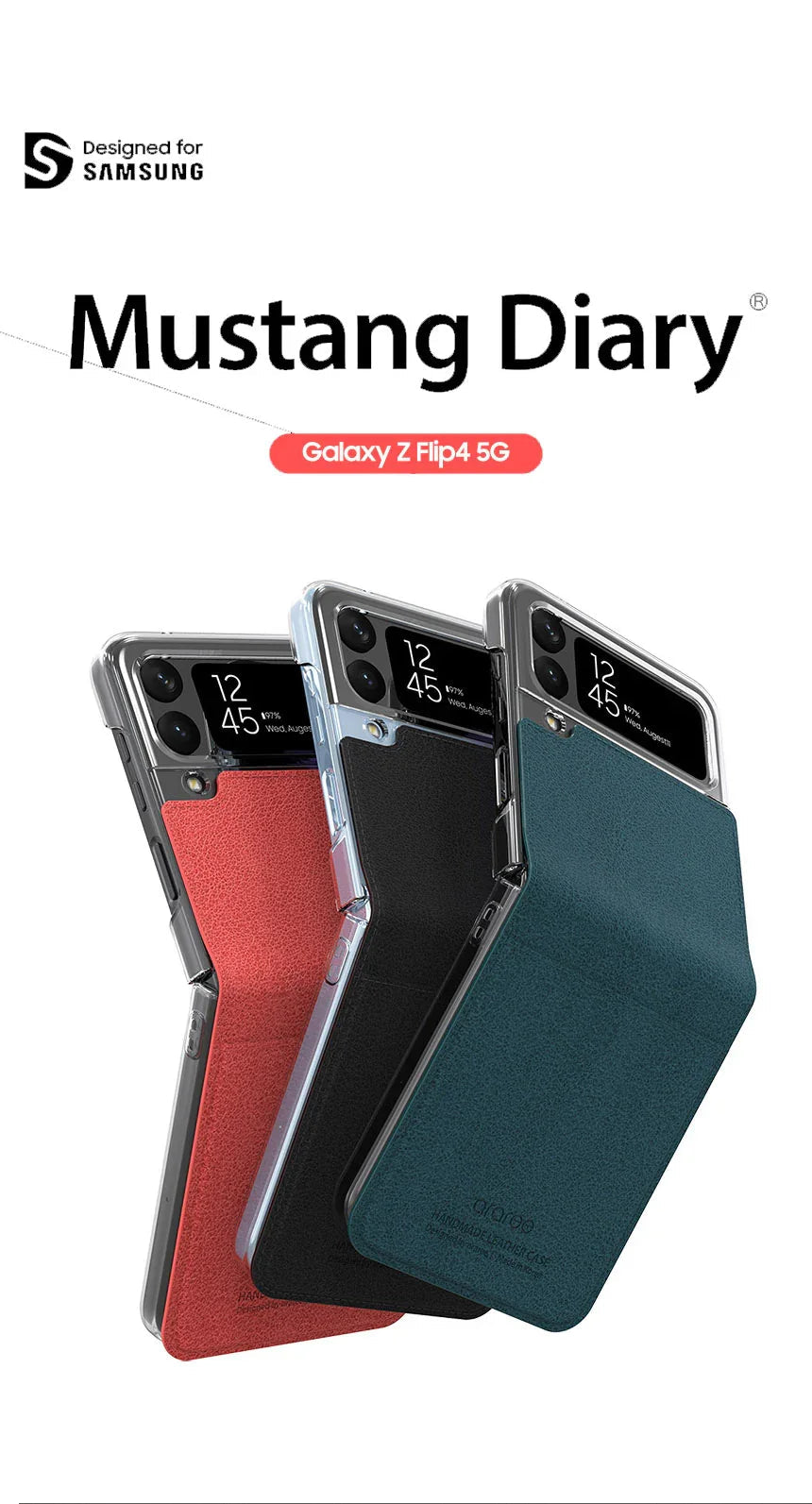 Samsung Z Flip 4, Araree Mustang Diary Case - Black