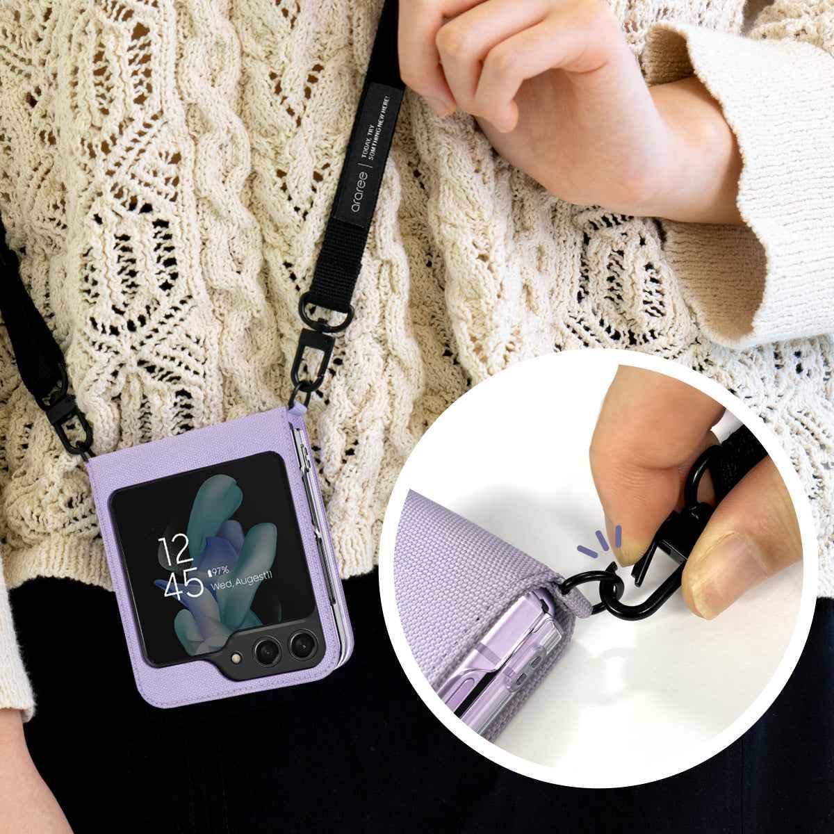 Araree Z Flip 5 Canvas Diary Flip Case - Purple