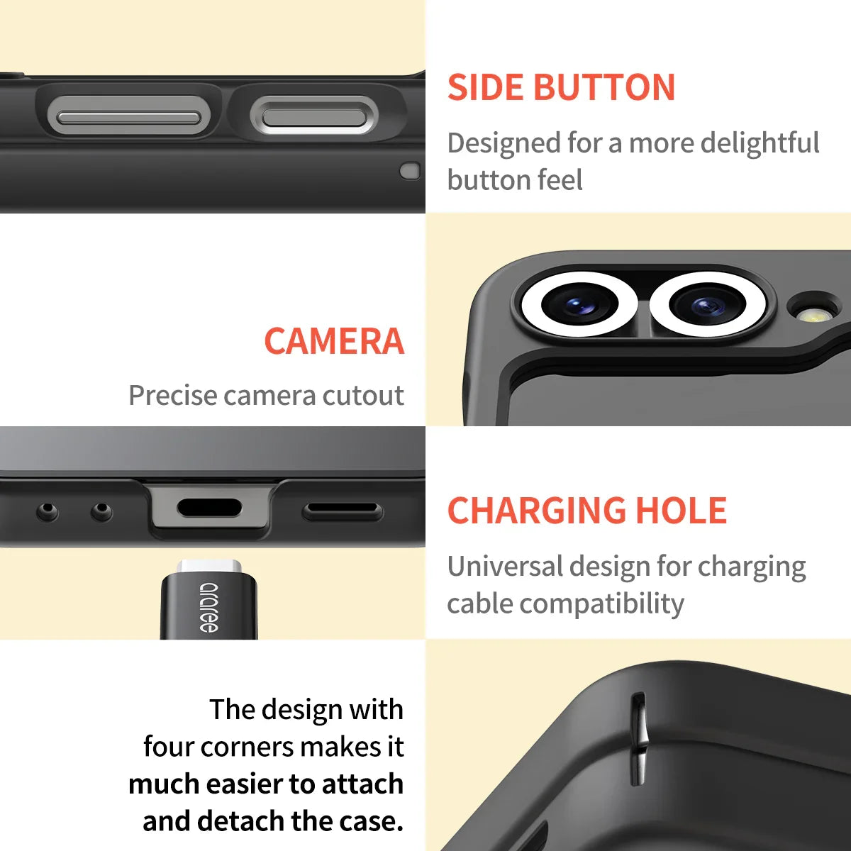 Araree Samsung Z Flip 6 Aero Flex With Finger Ring Holder - Black