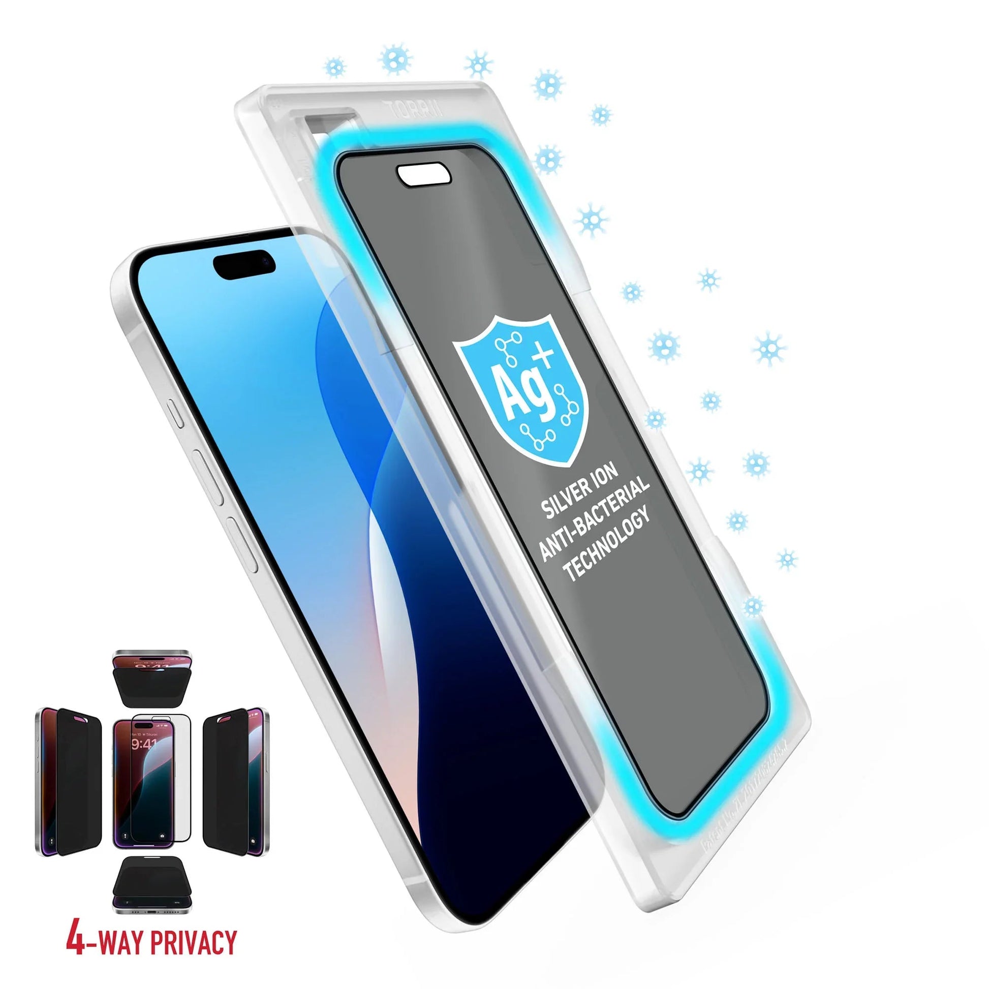iPhone 16 / 15 / 14 Pro Torrii Bodyglass Screen Protector Glass - 4-Way Privacy
