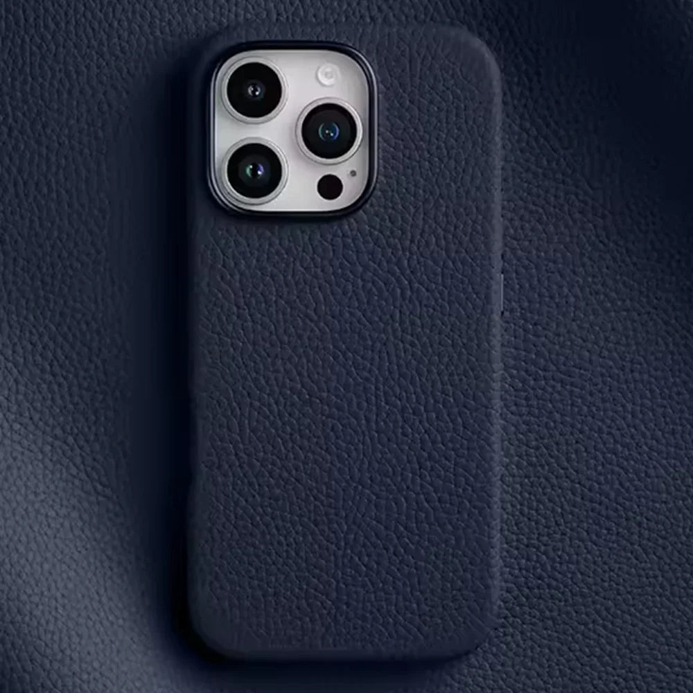 iPhone 16 Pro Max Melkco Origin Paris Premium Leather Magsafe Cover - Navy Blue